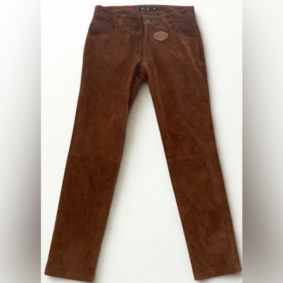 90s Luxury Ralph Lauren 100% Lamb Leather suede pants - Picture 1 of 7